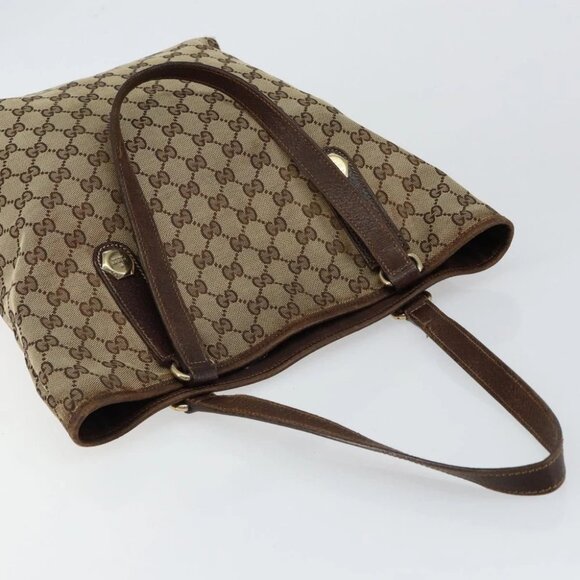 GUCCI GG Canvas Tote Bag Beige Gold - Picture 7 of 15